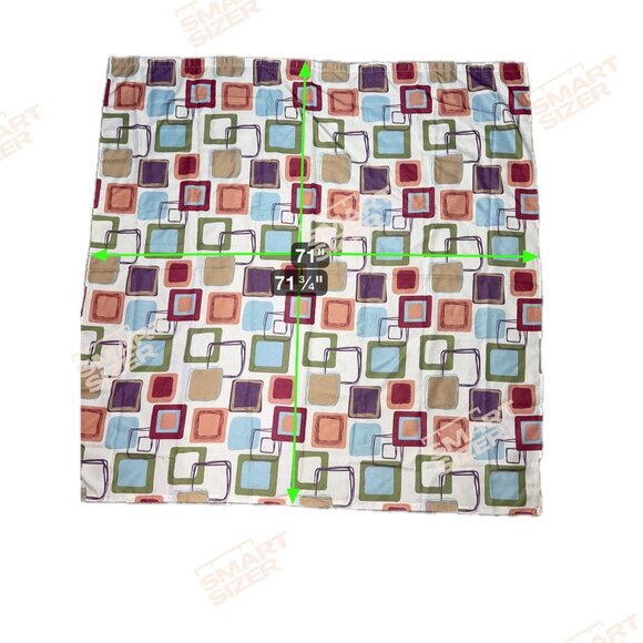 Boho Square Geometric Pattern Shower Curtain Mid Century Modern Retro Bold Color - Picture 6 of 6